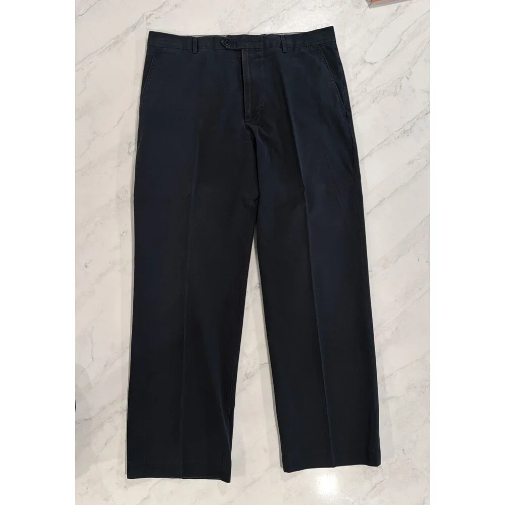 Preppy Banana Republic Black Cotton Flat Front Pants 36x32